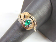 Load image into Gallery viewer, Womens Vintage Estate 14K Yellow &amp; White Gold Ring w/ Emerald  4.6g #E869