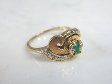 Load image into Gallery viewer, Womens Vintage Estate 14K Yellow &amp; White Gold Ring w/ Emerald  4.6g #E869