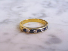 Load image into Gallery viewer, Womens Vintage Estate 18K Gold Diamond &amp; Sapphire Ring by Spark Creations 4.0g E870
