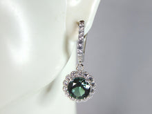 Load image into Gallery viewer, Womens Vintage Estate Sterling Silver Dangle CZ Earrings 6.3g E902