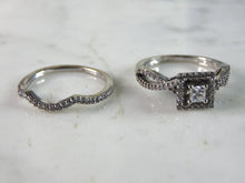 Load image into Gallery viewer, Womens Vintage Estate 14K White Gold Diamond Engagement Ring Set, 5.5g E960