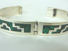 Load image into Gallery viewer, Womens Sterling Silver Bracelet w/ Southwestern Design &amp; Malachite, 43.2g E3033