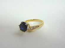 Load image into Gallery viewer, Womens Vintage Estate 14K Gold Sapphire &amp; Diamond Ring, 3.6g E3593