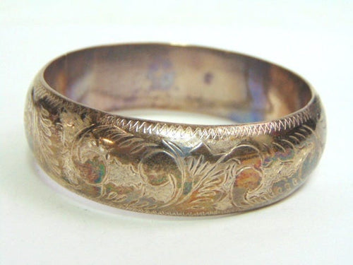 Vintage Estate Sterling Silver Etched Bangle Bracelet 36.0g E3502
