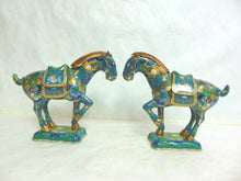 Load image into Gallery viewer, Pr of Vintage Antique Chinese Cloisonne Ming Style Horse Figures
