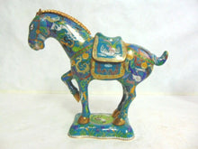 Load image into Gallery viewer, Pr of Vintage Antique Chinese Cloisonne Ming Style Horse Figures