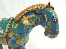 Load image into Gallery viewer, Pr of Vintage Antique Chinese Cloisonne Ming Style Horse Figures