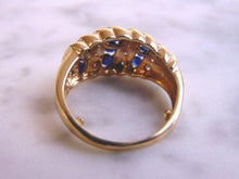 Load image into Gallery viewer, Womens Vintage Estate 14K Yellow Gold Sapphire &amp; Diamond Ring, 4.2g E3835