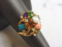 Load image into Gallery viewer, Unusual Womens Vintage Estate 14K Gold Multi Stone Ring w/ Diamonds 7.5g #E2924