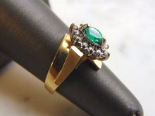 Load image into Gallery viewer, Womens Vintage Estate 14K Yellow Gold Emerald &amp; Diamond Ring 4.7g #E3527