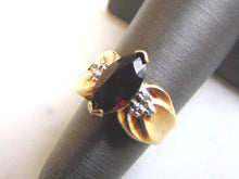 Load image into Gallery viewer, Womens Vintage Estate 10K Gold Garnet &amp; Diamond Ring, 3.6g E3580