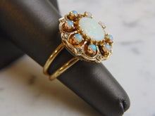 Load image into Gallery viewer, Womens Vintage Estate 14k Gold Opal &amp; Diamond Ring 10.0g E2920
