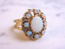 Load image into Gallery viewer, Womens Vintage Estate 14k Gold Opal &amp; Diamond Ring 10.0g E2920