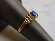 Load image into Gallery viewer, Womens Vintage Estate 14K Gold Sapphire Ring w/ Diamonds 2.5g E3531