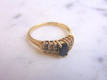 Load image into Gallery viewer, Womens Vintage Estate 14K Gold Sapphire Ring w/ Diamonds 2.5g E3531