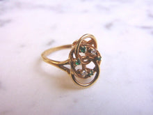 Load image into Gallery viewer, Womens Vintage Estate 14K Yellow Gold Diamond Emerald Ring 3.8g E3545