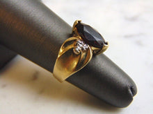 Load image into Gallery viewer, Womens Vintage Estate 10K Gold Garnet &amp; Diamond Ring, 3.6g E3580
