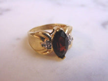 Load image into Gallery viewer, Womens Vintage Estate 10K Gold Garnet &amp; Diamond Ring, 3.6g E3580