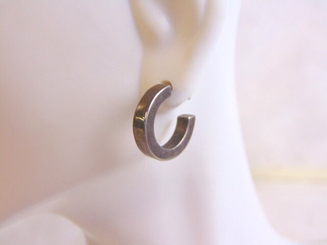 Pr of Womens Sterling Silver Open Hoop Stick Earrings 4.2g E4124