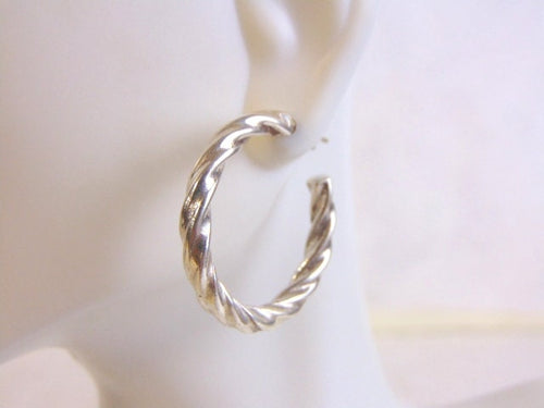 Vintage Estate Womens Sterling Silver Hoop Earrings 12g #E4217