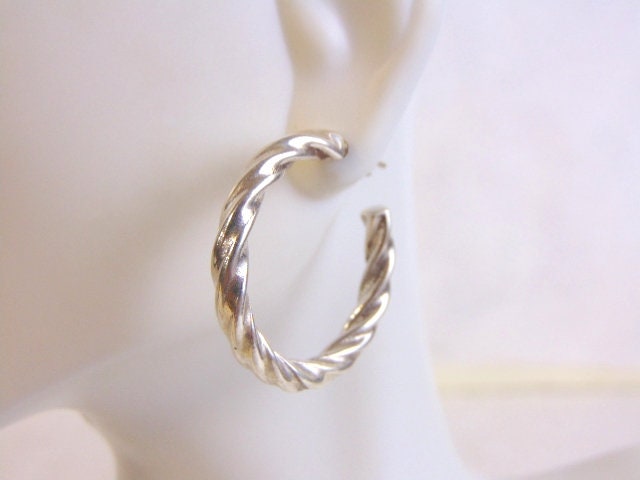 Vintage Estate Womens Sterling Silver Hoop Earrings 12g #E4217