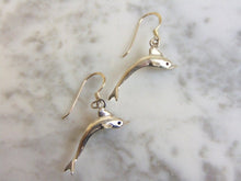 Load image into Gallery viewer, Womens Vintage Estate Sterling Silver Dolphin Earrings 3.5g #E4452