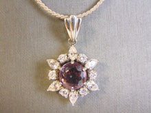 Load image into Gallery viewer, Womens Vintage Estate Sterling Silver Amethyst Stones Pendant W/ Necklace 21g E4523