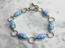 Load image into Gallery viewer, Womens Vintage Estate Sterling Silver Flower Millefiori Bracelet 18.7g E4592