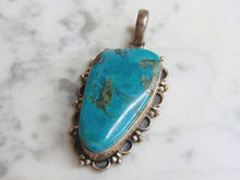 Load image into Gallery viewer, Womens Vintage Estate Sterling Silver Turquoise Stone Pendant 22.7g E4668