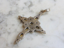 Load image into Gallery viewer, Womens Vintage Estate Sterling Silver Smoky Quartz Cross Pendant 12.2g E4703