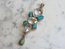 Load image into Gallery viewer, Womens Vintage Estate Sterling Silver Turquoise Stone Pendant 17.4g E4779