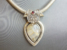 Load image into Gallery viewer, Womens Vintage Estate Sterling Silver Quartz Stone Pendant W/ Necklace 106.7g E4788
