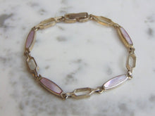 Load image into Gallery viewer, Womens Vintage Estate Sterling Silver Opal Inlay Link Bracelet 11.1g E4880
