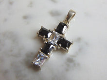 Load image into Gallery viewer, Womens Vintage Estate Sterling Silver CZ Stones Cross Pendant 5.2g E4898
