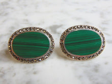 Load image into Gallery viewer, Womens Vintage Estate Sterling Silver Malachite Earrings 16.7g E4923