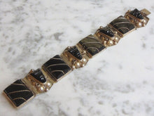 Load image into Gallery viewer, Womens Vintage Estate Sterling Silver Obsidian Bracelet 53.2g E4946