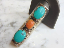 Load image into Gallery viewer, Womens Vintage Estate Sterling Silver Turquoise Stones Ring 43.6g E4959