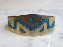 Load image into Gallery viewer, Vintage Estate Southwestern Design Bracelet w/ Turquoise, 19.8g E5016
