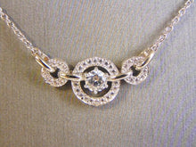 Load image into Gallery viewer, Womens Vintage Estate Sterling Silver CZ Stones Pendant W/ Necklace 5.2g E4515