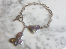 Load image into Gallery viewer, Womens Vintage Estate Sterling Silver Love Charm Bracelet 14.1g E4599