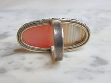 Load image into Gallery viewer, Womens Vintage Estate Sterling Silver Agate Stone Ring 14.4g E4674