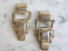 Load image into Gallery viewer, Womens Vintage Estate Sterling Silver Modernist Clip On Earrings 25.2g E5129