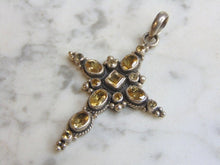 Load image into Gallery viewer, Womens Vintage Estate Sterling Silver Smoky Quartz Cross Pendant 12.2g E4703
