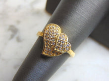 Load image into Gallery viewer, Womens Vintage Estate Sterling Silver Gold Tone Heart Ring 3.2g E4716