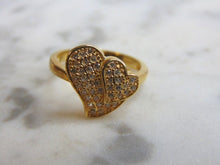 Load image into Gallery viewer, Womens Vintage Estate Sterling Silver Gold Tone Heart Ring 3.2g E4716