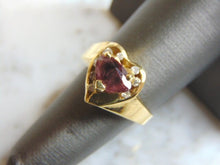 Load image into Gallery viewer, Womens Vintage Estate 14K Yellow Gold Ruby Diamond Heart Ring 6.6g #E3000