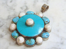 Load image into Gallery viewer, Womens Vintage Estate Sterling Silver Turquoise Stone Pendant 48.5g E4721