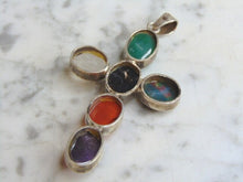 Load image into Gallery viewer, Womens Vintage Estate Sterling Silver Multi Stone Cross Pendant 26.8g E4723