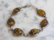 Load image into Gallery viewer, Womens Vintage Estate Sterling Silver Stone Bracelet 17.5g E4736
