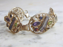 Load image into Gallery viewer, Womens Vintage Estate Sterling Silver Multi Stone Bracelet 43.9g E4789